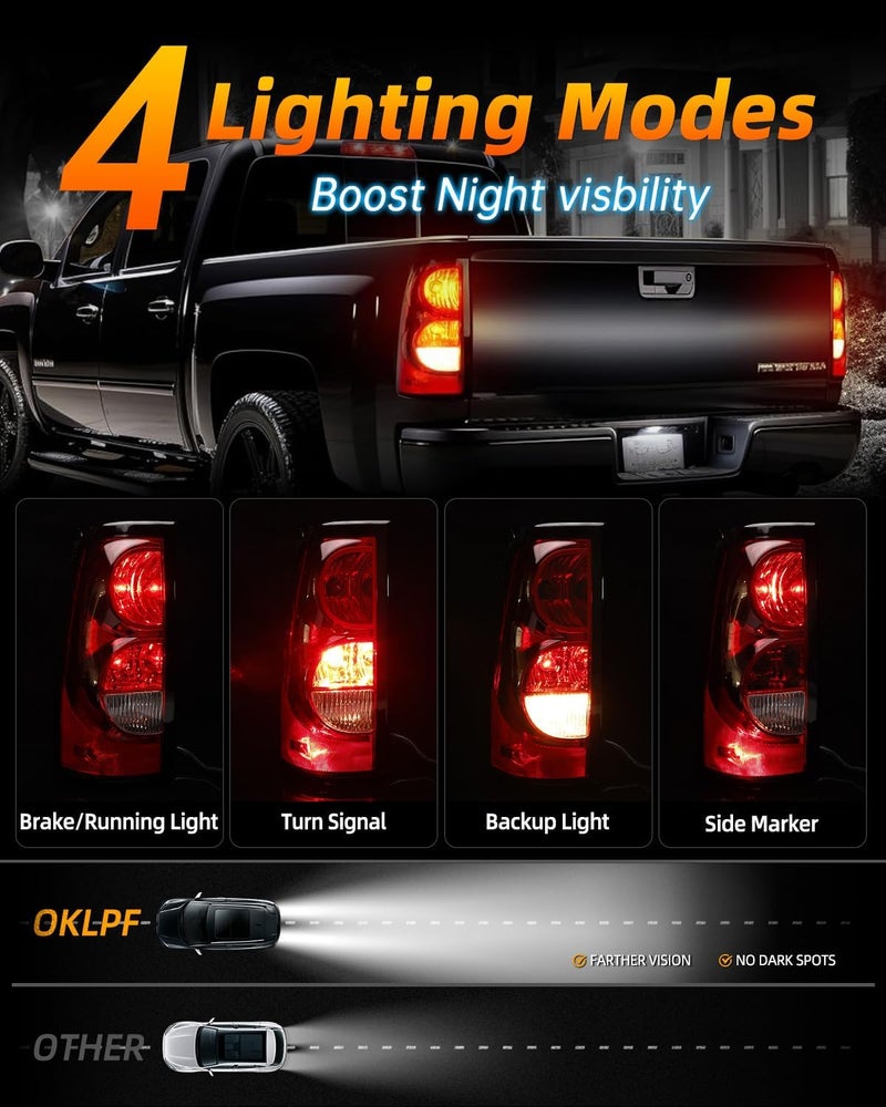 OKLPF Rear Brake Tail Light Compatible With 2003 2004 2005 2006 Chevy Silverado 1500 1500HD 2500 2500HD 3500,Replace Red Taillight Assembly,Included Bulbs and Harness,Driver and Passenger Side - Image 3